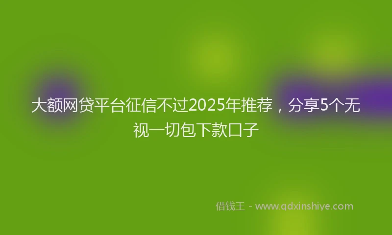 大额网贷平台征信不过2025年推荐，分享5个无视一切包下款口子