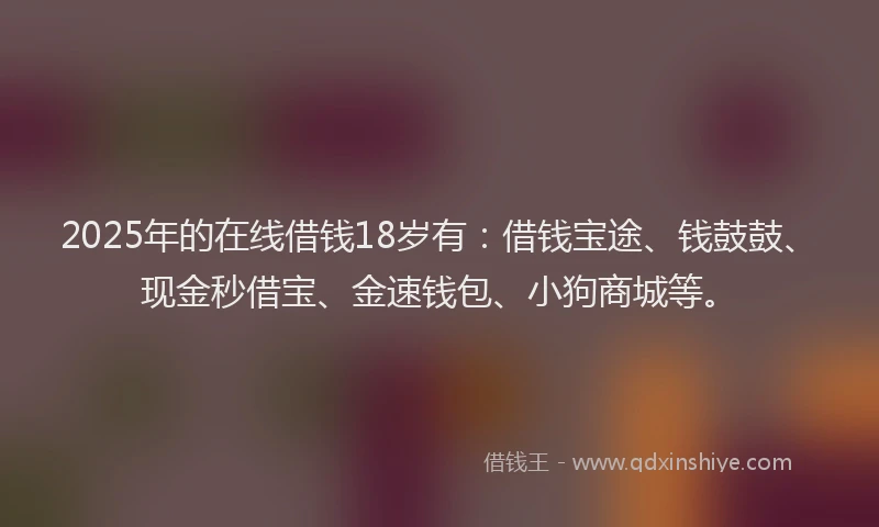 2025年的在线借钱18岁有：借钱宝途、钱鼓鼓、现金秒借宝、金速钱包、小狗商城等。