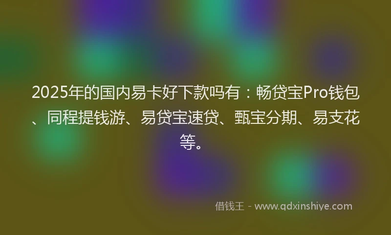 2025年的国内易卡好下款吗有：畅贷宝Pro钱包、同程提钱游、易贷宝速贷、甄宝分期、易支花等。