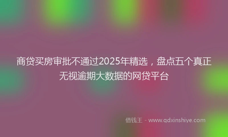 商贷买房审批不通过2025年精选，盘点五个真正无视逾期大数据的网贷平台