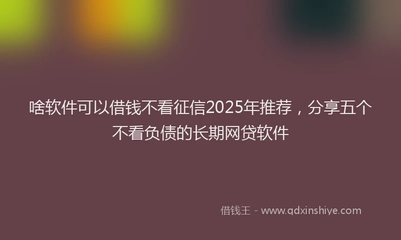 啥软件可以借钱不看征信2025年推荐，分享五个不看负债的长期网贷软件