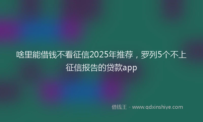啥里能借钱不看征信2025年推荐，罗列5个不上征信报告的贷款app