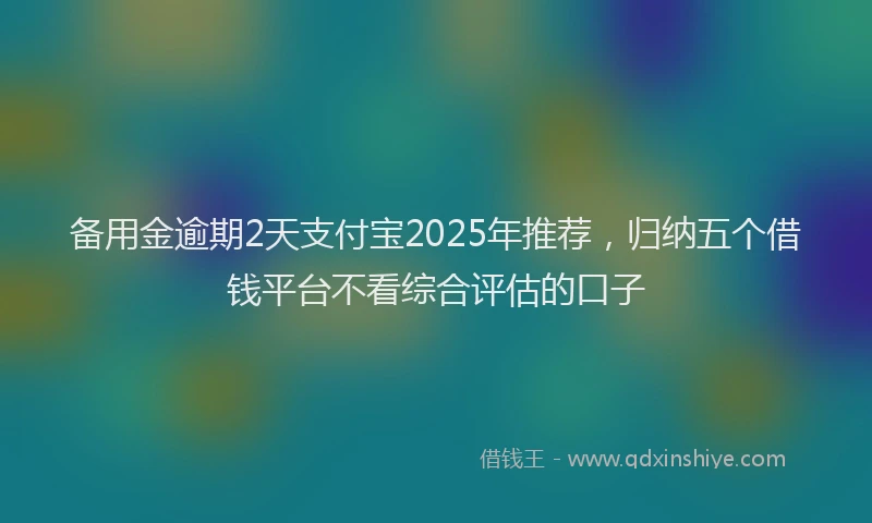 备用金逾期2天支付宝2025年推荐，归纳五个借钱平台不看综合评估的口子