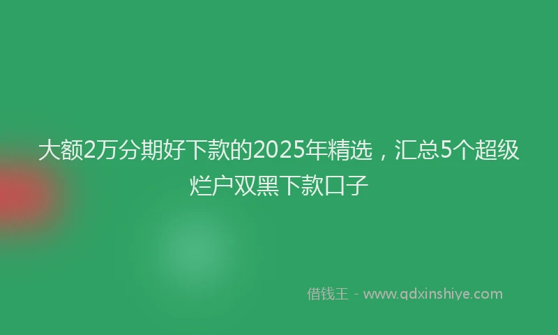 大额2万分期好下款的2025年精选，汇总5个超级烂户双黑下款口子