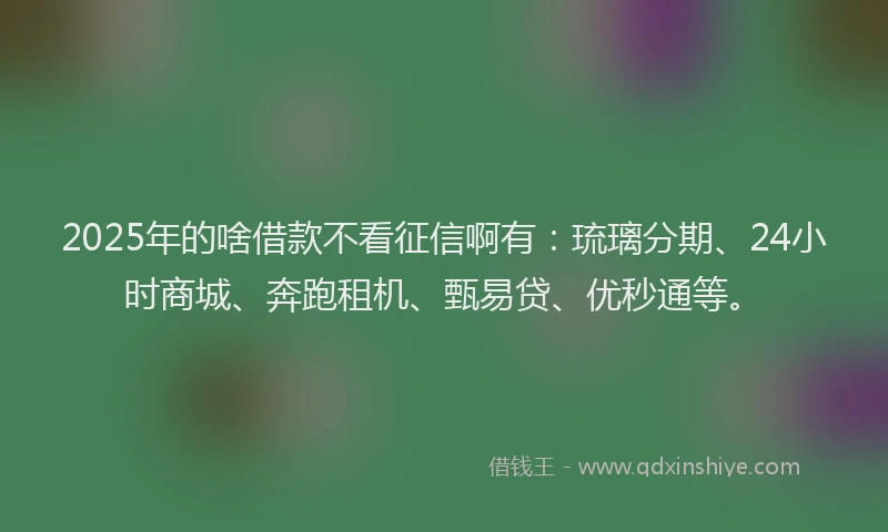 2025年的啥借款不看征信啊有：琉璃分期、24小时商城、奔跑租机、甄易贷、优秒通等。