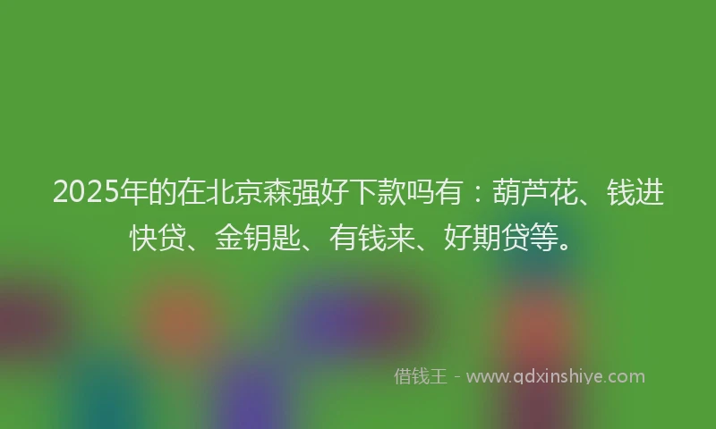 2025年的在北京森强好下款吗有：葫芦花、钱进快贷、金钥匙、有钱来、好期贷等。