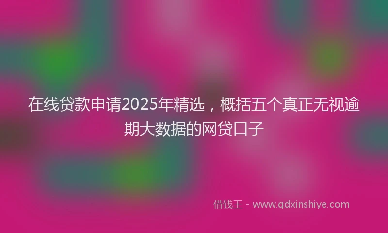 在线贷款申请2025年精选，概括五个真正无视逾期大数据的网贷口子