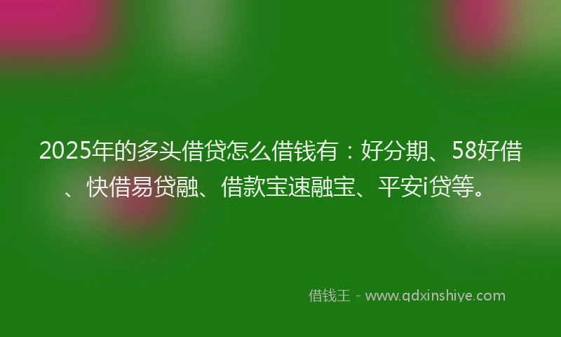 2025年的多头借贷怎么借钱有：好分期、58好借、快借易贷融、借款宝速融宝、平安i贷等。