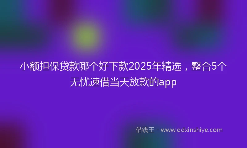 小额担保贷款哪个好下款2025年精选，整合5个无忧速借当天放款的app
