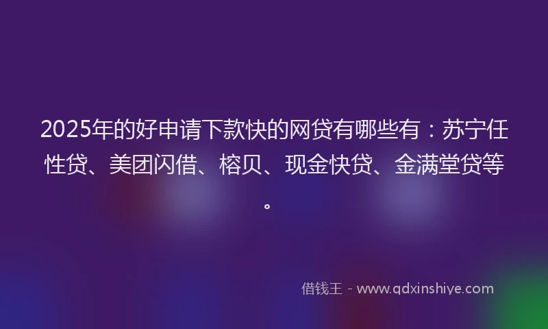 2025年的好申请下款快的网贷有哪些有：苏宁任性贷、美团闪借、榕贝、现金快贷、金满堂贷等。