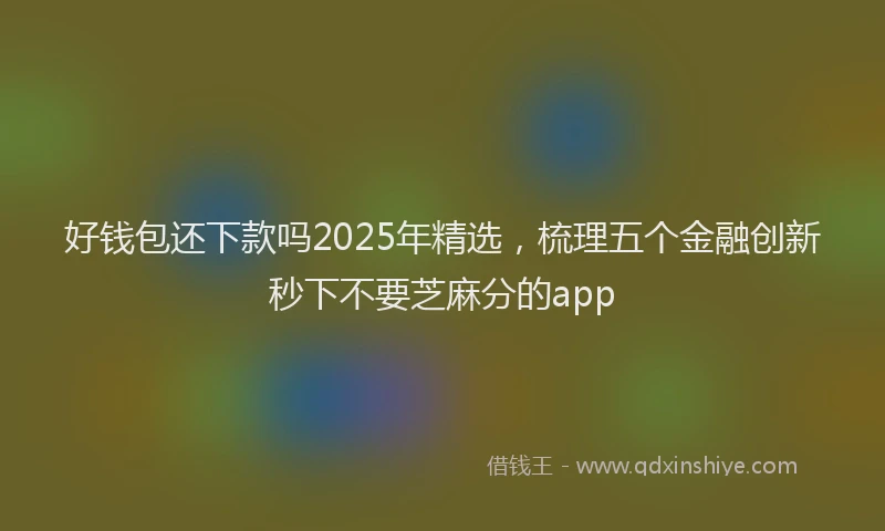 好钱包还下款吗2025年精选，梳理五个金融创新秒下不要芝麻分的app
