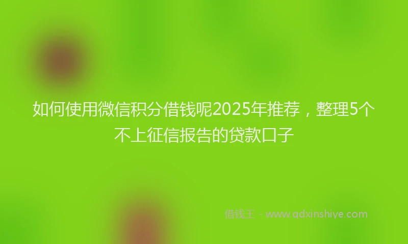 如何使用微信积分借钱呢2025年推荐，整理5个不上征信报告的贷款口子