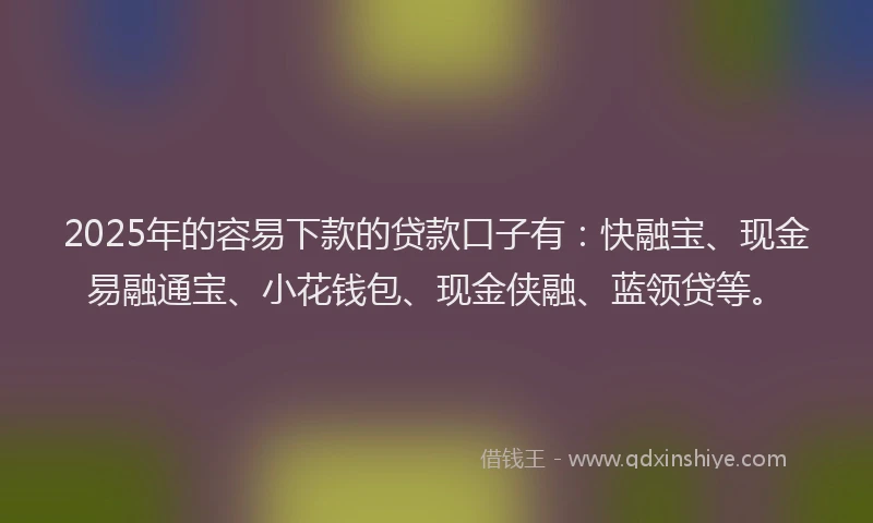 2025年的容易下款的贷款口子有：快融宝、现金易融通宝、小花钱包、现金侠融、蓝领贷等。