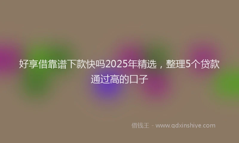 好享借靠谱下款快吗2025年精选，整理5个贷款通过高的口子