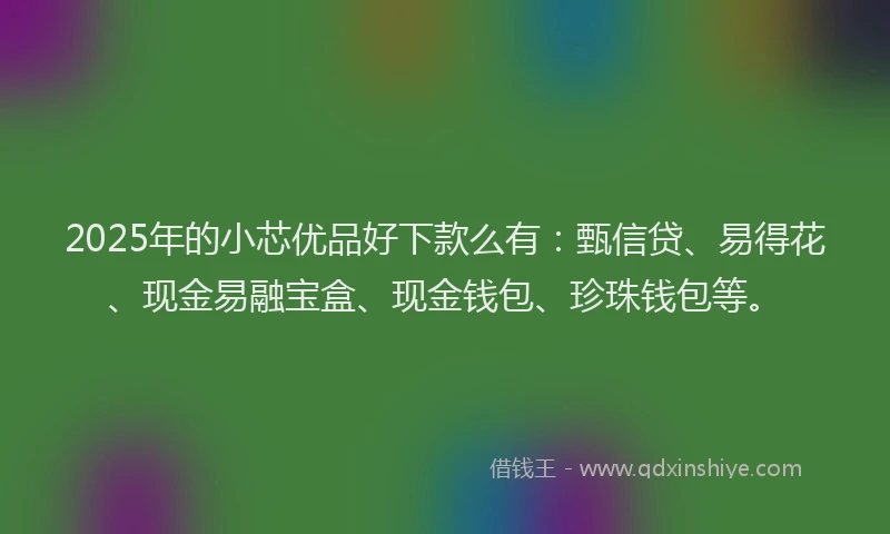 2025年的小芯优品好下款么有：甄信贷、易得花、现金易融宝盒、现金钱包、珍珠钱包等。