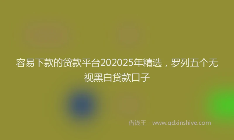 容易下款的贷款平台202025年精选，罗列五个无视黑白贷款口子