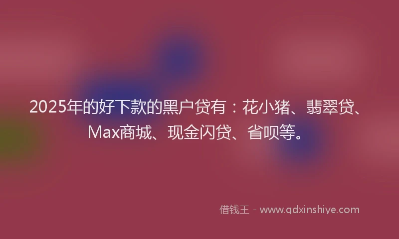 2025年的好下款的黑户贷有：花小猪、翡翠贷、Max商城、现金闪贷、省呗等。