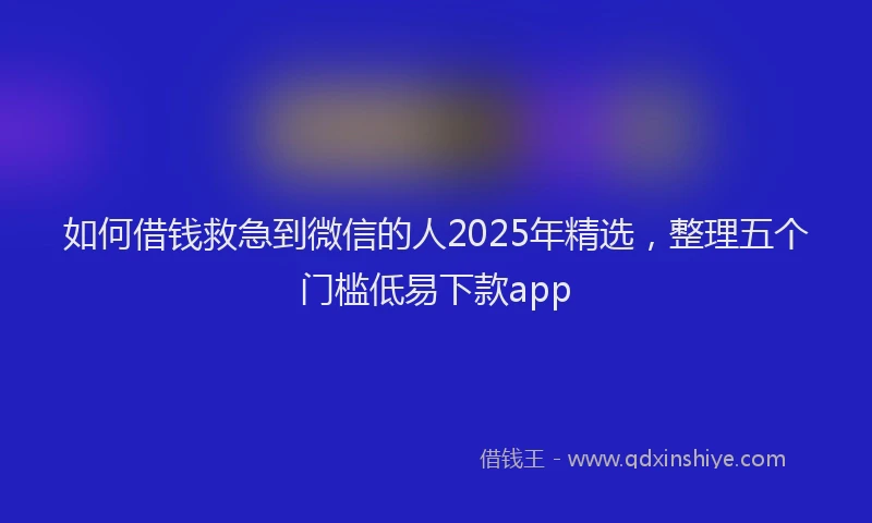 如何借钱救急到微信的人2025年精选，整理五个门槛低易下款app