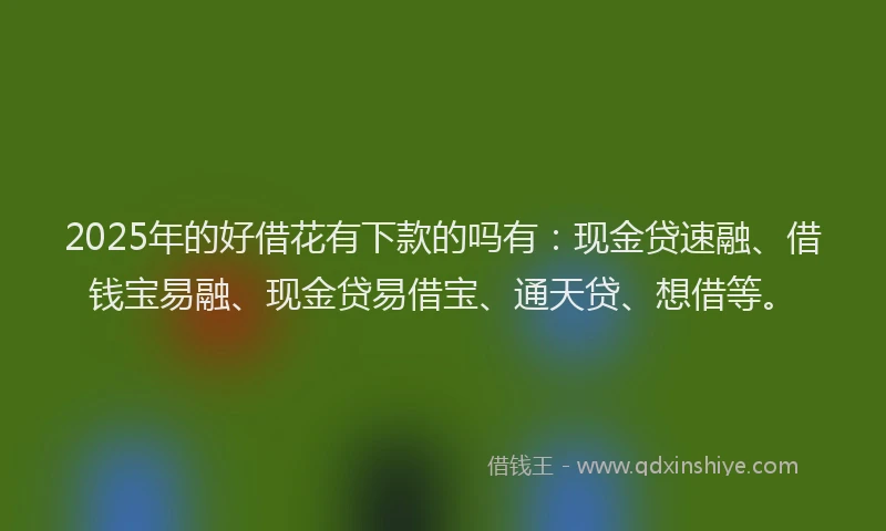2025年的好借花有下款的吗有：现金贷速融、借钱宝易融、现金贷易借宝、通天贷、想借等。