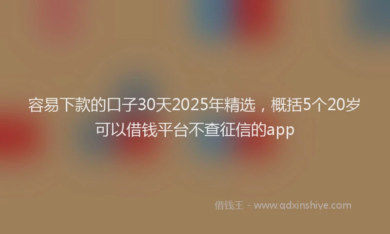 容易下款的口子30天2025年精选，概括5个20岁可以借钱平台不查征信的app