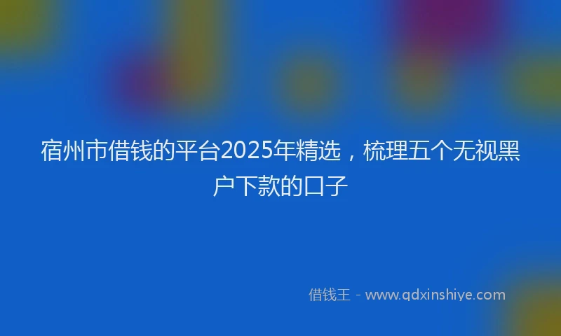 宿州市借钱的平台2025年精选，梳理五个无视黑户下款的口子