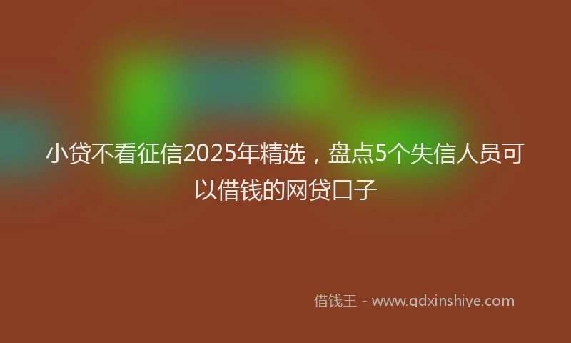 小贷不看征信2025年精选，盘点5个失信人员可以借钱的网贷口子