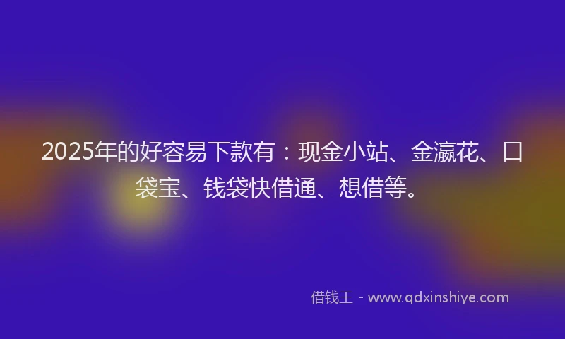 2025年的好容易下款有：现金小站、金瀛花、口袋宝、钱袋快借通、想借等。