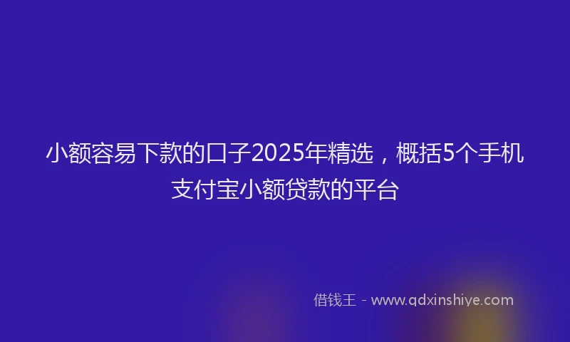 小额容易下款的口子2025年精选，概括5个手机支付宝小额贷款的平台