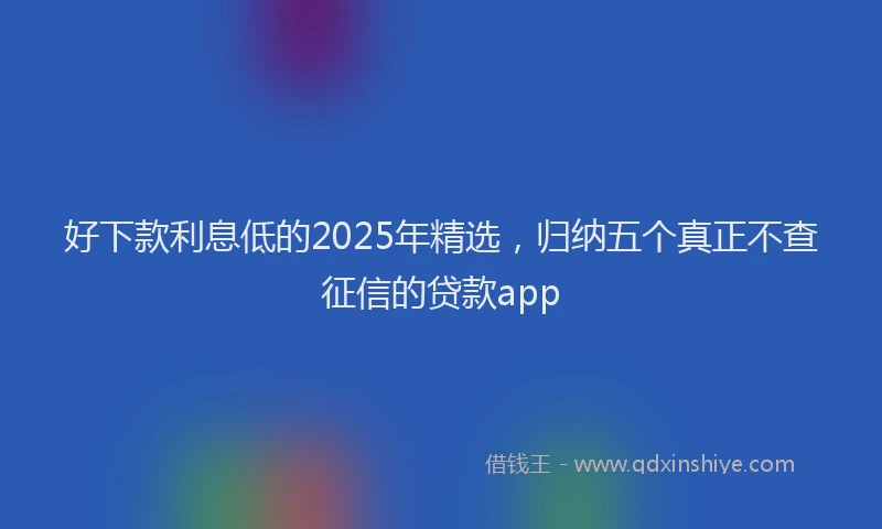 好下款利息低的2025年精选，归纳五个真正不查征信的贷款app