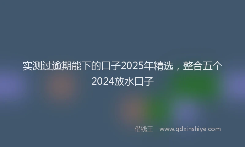 实测过逾期能下的口子2025年精选，整合五个2024放水口子