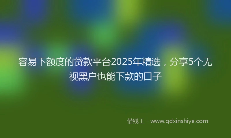 容易下额度的贷款平台2025年精选，分享5个无视黑户也能下款的口子