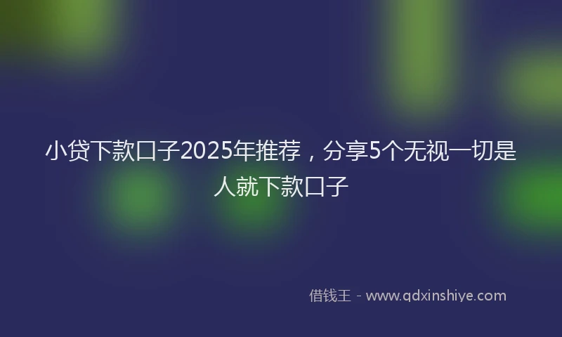 小贷下款口子2025年推荐，分享5个无视一切是人就下款口子
