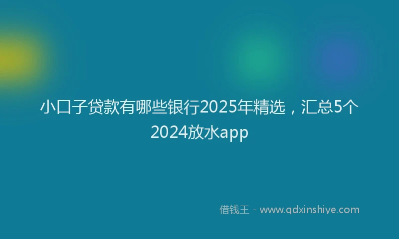 小口子贷款有哪些银行2025年精选，汇总5个2024放水app
