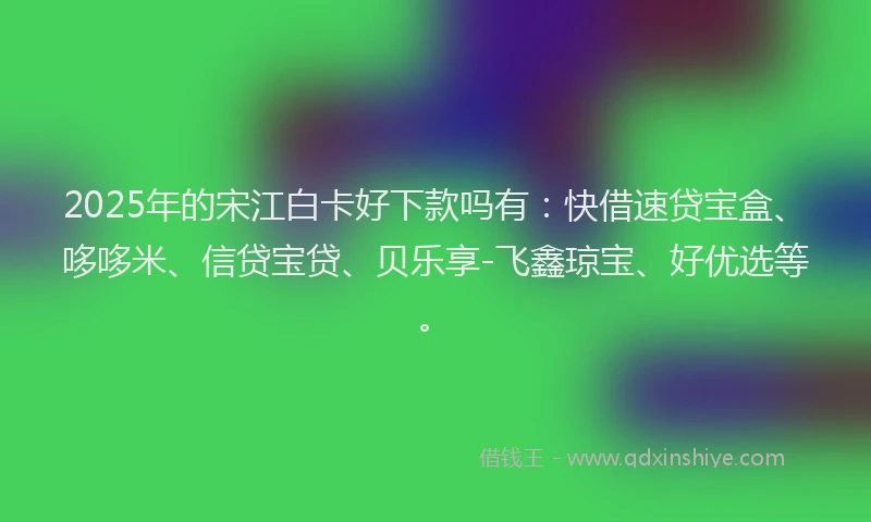 2025年的宋江白卡好下款吗有：快借速贷宝盒、哆哆米、信贷宝贷、贝乐享-飞鑫琼宝、好优选等。