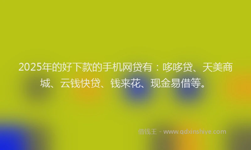 2025年的好下款的手机网贷有：哆哆贷、天美商城、云钱快贷、钱来花、现金易借等。
