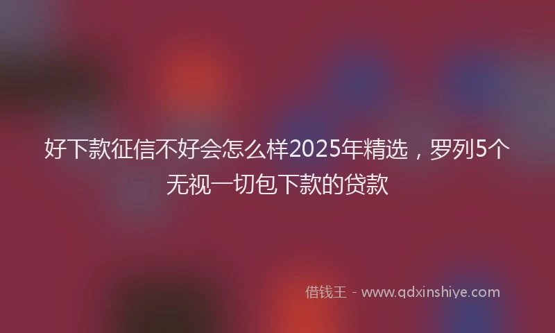 好下款征信不好会怎么样2025年精选，罗列5个无视一切包下款的贷款