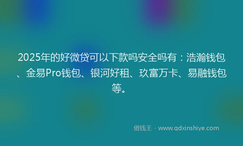 2025年的好微贷可以下款吗安全吗有：浩瀚钱包、金易Pro钱包、银河好租、玖富万卡、易融钱包等。