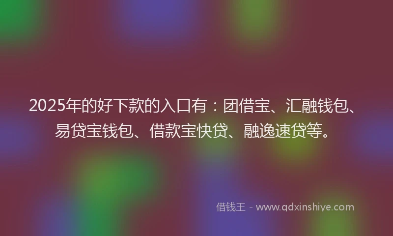 2025年的好下款的入口有：团借宝、汇融钱包、易贷宝钱包、借款宝快贷、融逸速贷等。