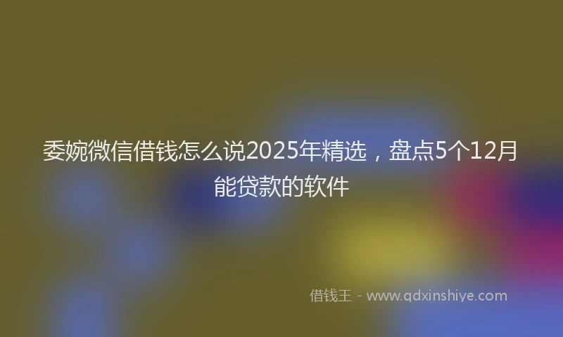 委婉微信借钱怎么说2025年精选，盘点5个12月能贷款的软件