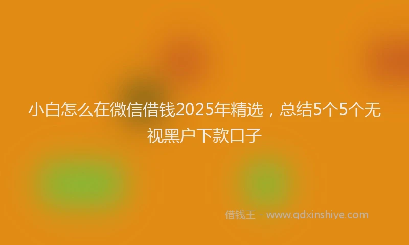 小白怎么在微信借钱2025年精选，总结5个5个无视黑户下款口子