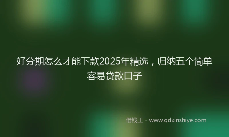 好分期怎么才能下款2025年精选，归纳五个简单容易贷款口子