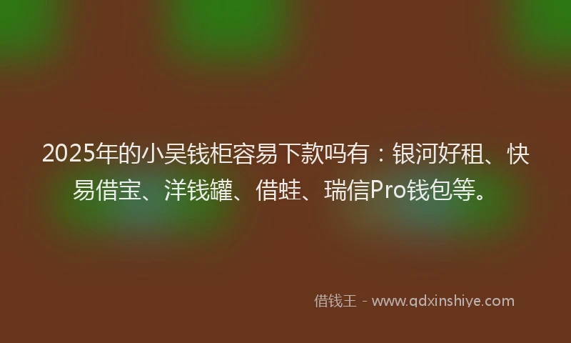 2025年的小吴钱柜容易下款吗有：银河好租、快易借宝、洋钱罐、借蛙、瑞信Pro钱包等。