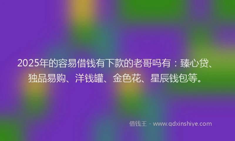 2025年的容易借钱有下款的老哥吗有：臻心贷、独品易购、洋钱罐、金色花、星辰钱包等。