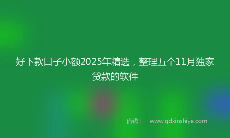 好下款口子小额2025年精选，整理五个11月独家贷款的软件