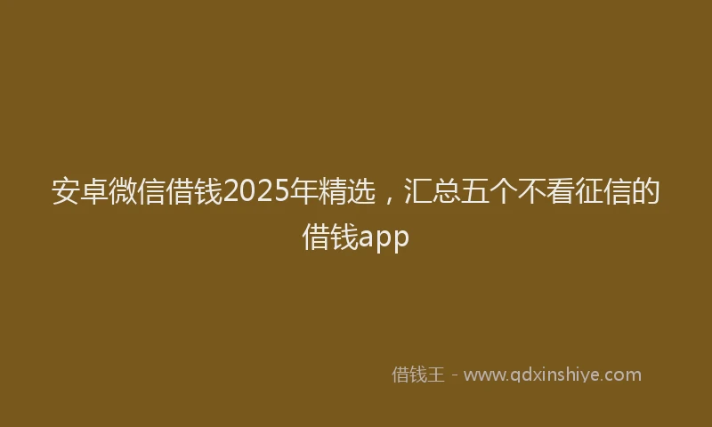 安卓微信借钱2025年精选，汇总五个不看征信的借钱app