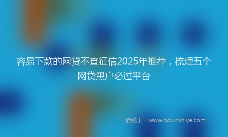 容易下款的网贷不查征信2025年推荐，梳理五个网贷黑户必过平台