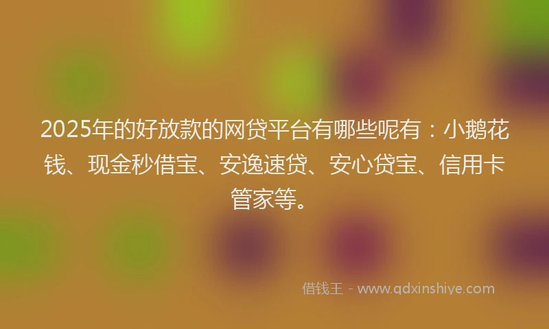 2025年的好放款的网贷平台有哪些呢有：小鹅花钱、现金秒借宝、安逸速贷、安心贷宝、信用卡管家等。