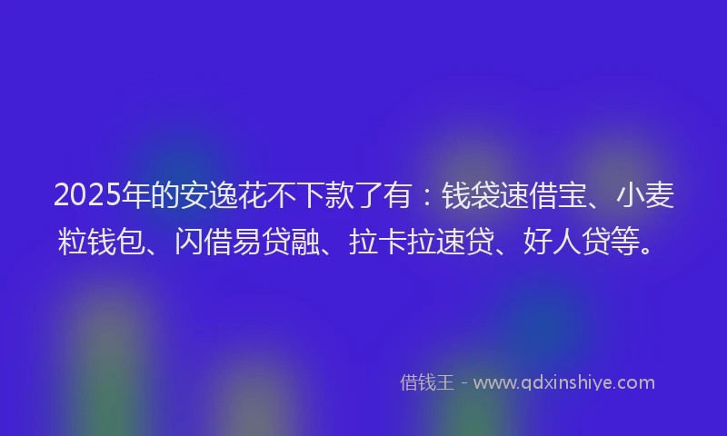 2025年的安逸花不下款了有：钱袋速借宝、小麦粒钱包、闪借易贷融、拉卡拉速贷、好人贷等。