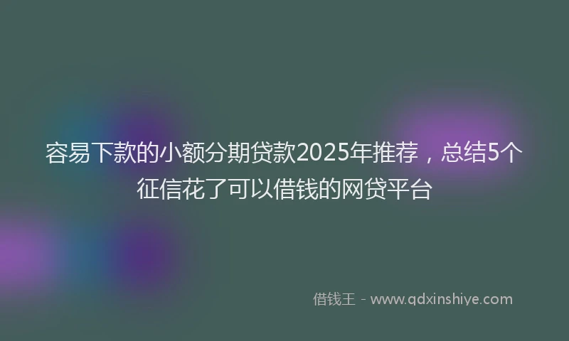 容易下款的小额分期贷款2025年推荐，总结5个征信花了可以借钱的网贷平台