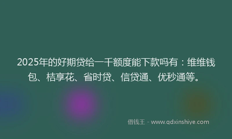2025年的好期贷给一千额度能下款吗有：维维钱包、桔享花、省时贷、信贷通、优秒通等。